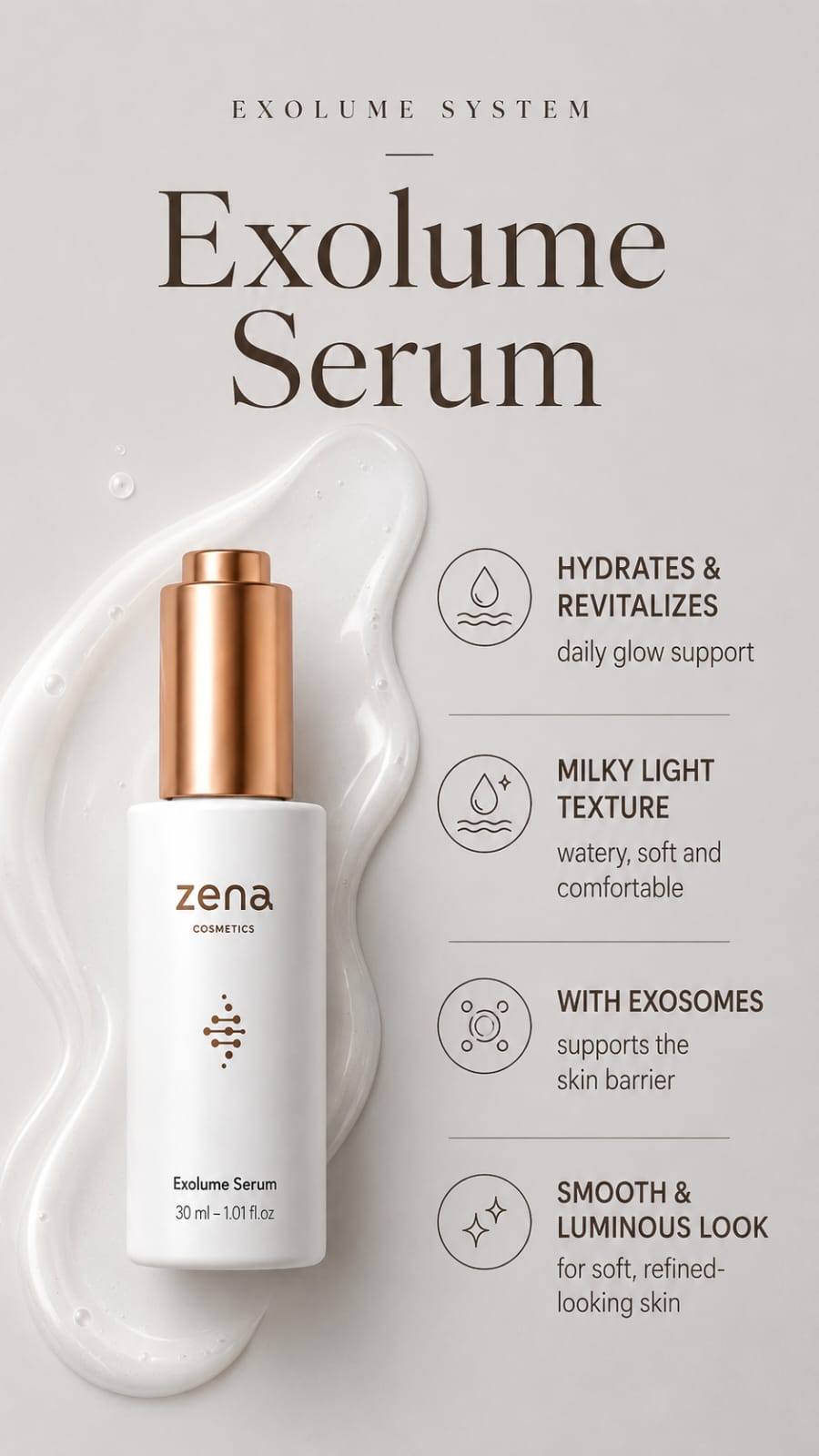 EXOLUME milk exosome serum bottle and packaging